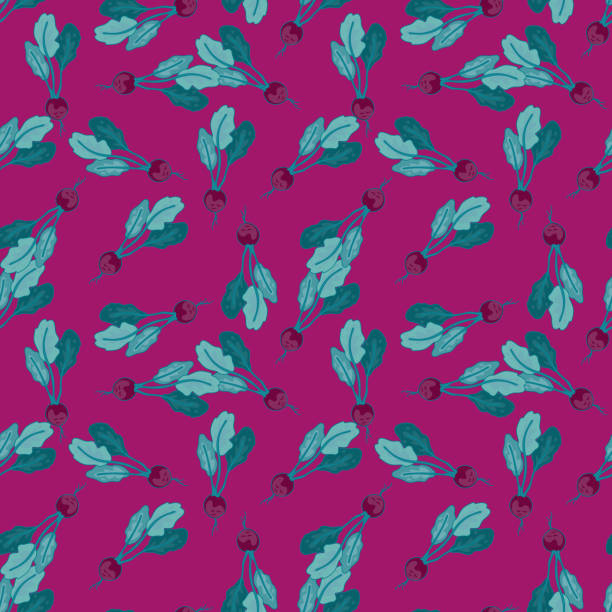 istock Vintage radish seamless pattern. Radish with leaves endless wallpaper. Vegetarian food backdrop. 1454633574