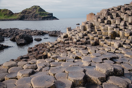 The famous Giant's Causeway on the coast of Bushmills, United Kingdom