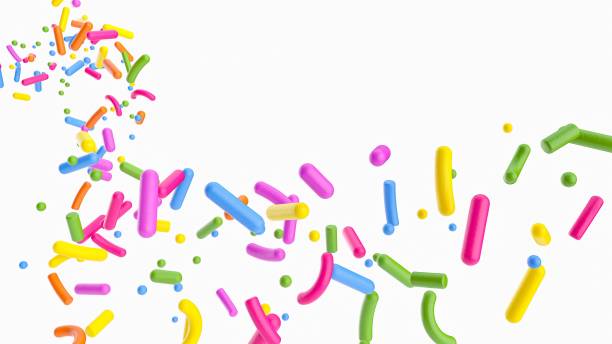 istock Illustration of 3d flying sprinkles on a white background 1454639289