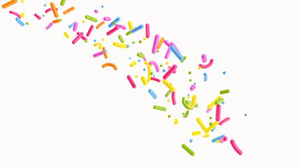 istock Illustration of 3d flying sprinkles on a white background 1454639970