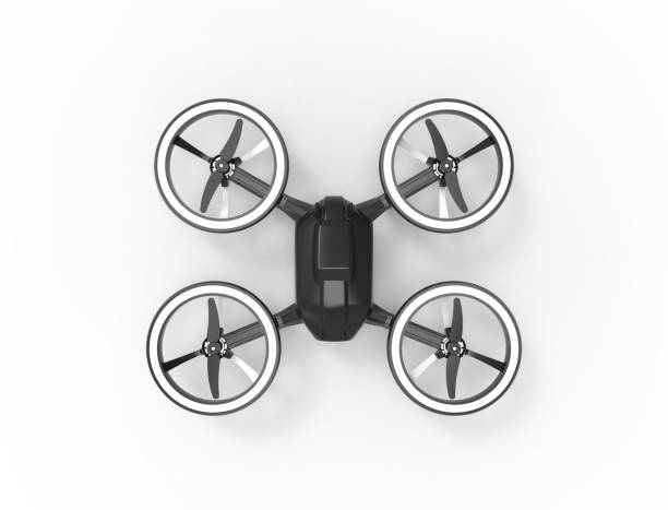 istock 3D rendering of a black camera drone isolated in white background 1454641717
