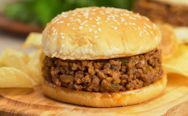 istock Yummy homemade sloppy joe burger 1454642700