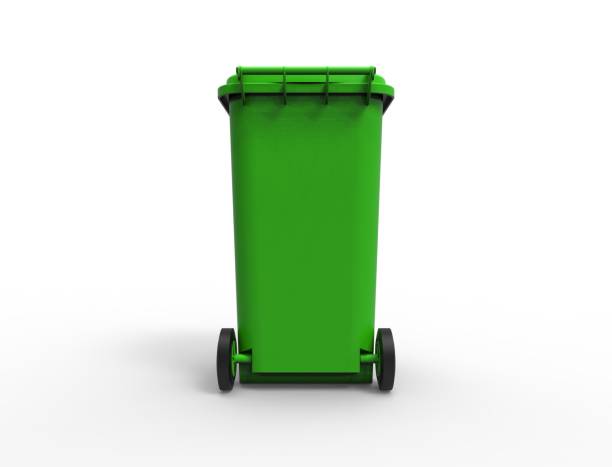 istock 3D rendered green consumer trash waste bin container isolated on a white studio background 1454643333