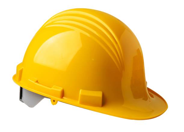 istock Yellow construction helmet isolated on white background with clipping path, engineer safety concept. 1454643416