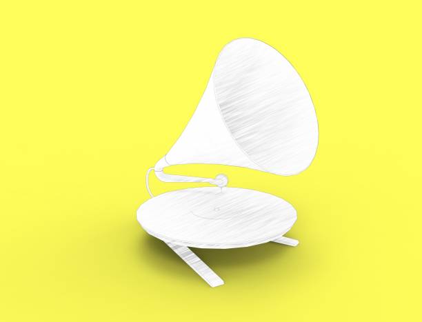 istock 3D rendering of a vintage record player isolated on a yellow studio background 1454643533