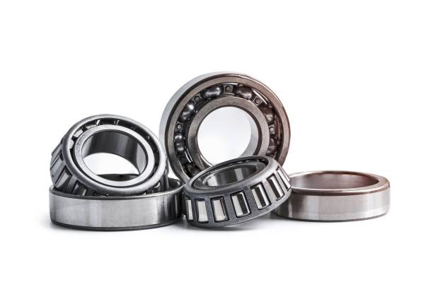 istock Ball bearing stainless metal roller for machine industrial, angular contact isolated on white background with clipping path. 1454644217
