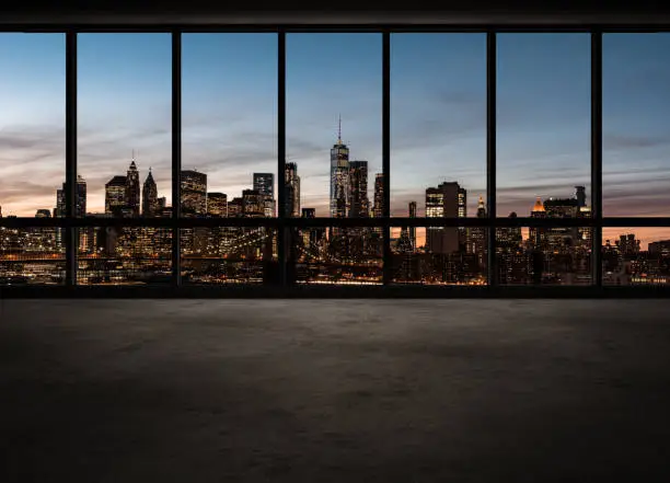 Photo of Cityscape Outside the Windows at Night / Manhattan, NYC