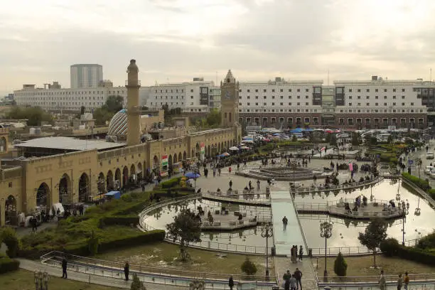 View of Erbil city park and bazaar from the citadel
