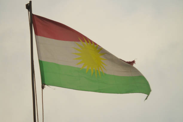 Kurdistan Flag in Kurdish Iraq stock photo