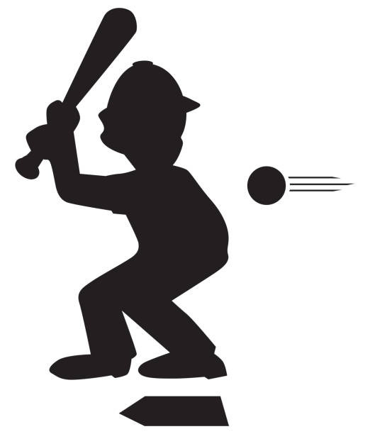 baseballspieler in silhouette - baseball und softball nachwuchsliga stock-grafiken, -clipart, -cartoons und -symbole