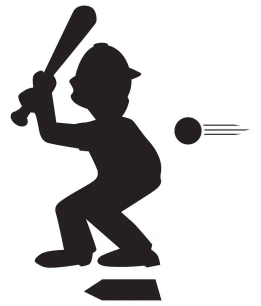 Vector illustration of Baseball Player in Silhouette