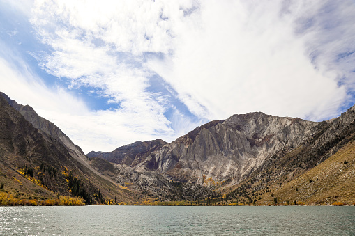 A view of Convict Lake, located just outside of town in the Mammoth Lakes basin, California