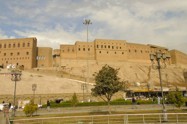 Erbil Citadel and City Park, Iraq stock photo