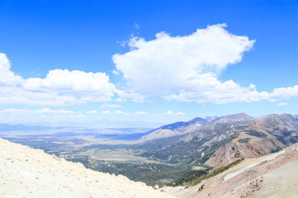 A vast view from the top of Mammoth mountain in Mammoth Lakes, California stock photo