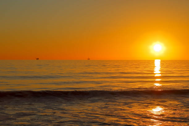 A magnificent sunset at El capitan state beach, California stock photo