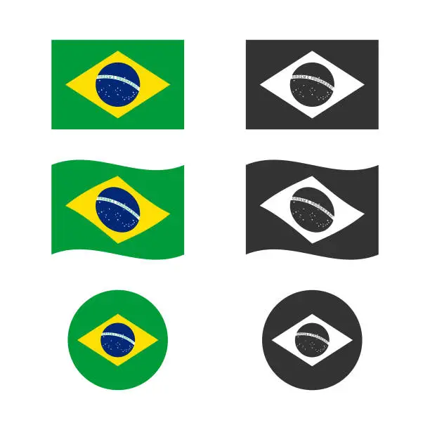 Vector illustration of Brazil Flag Set.