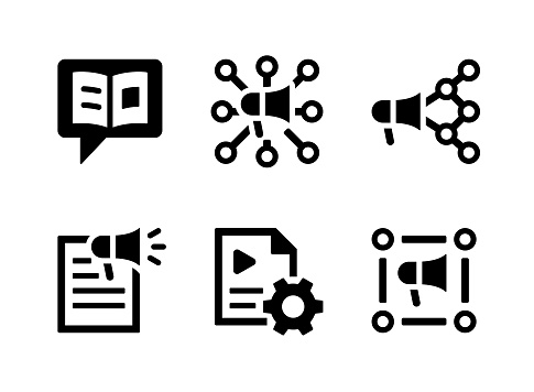 Simple Set of Digital Marketing Related Vector Solid Icons. Contains Icons as Story Telling, Viral, Campaign and more.