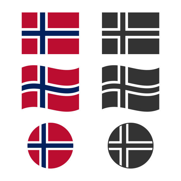 illustrazioni stock, clip art, cartoni animati e icone di tendenza di bandiera della norvegia vector design. - norwegian flag norway flag freedom