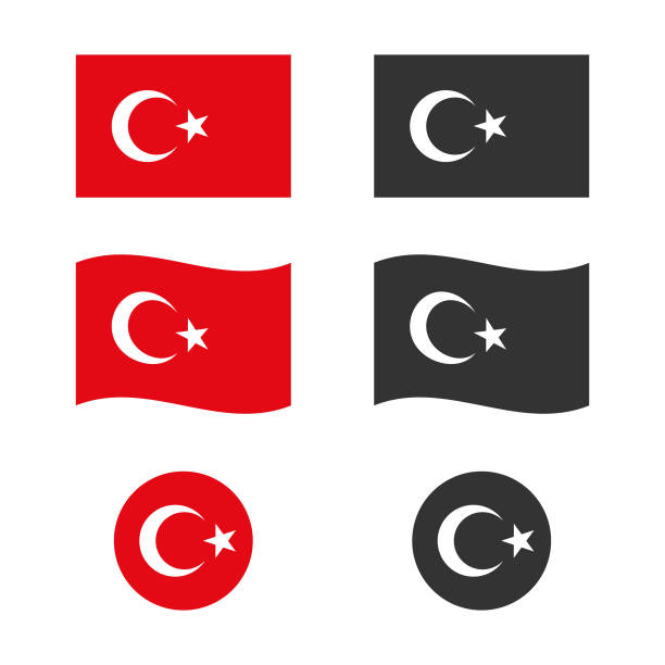 ilustraciones, imágenes clip art, dibujos animados e iconos de stock de bandera de turquía diseño vectorial. - bandera turca