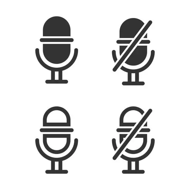 Vector illustration of Microphone ON and OFF Icon Set.