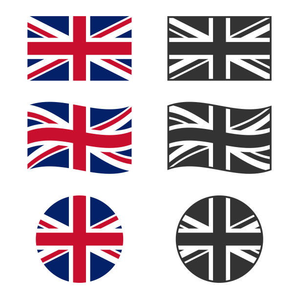 illustrazioni stock, clip art, cartoni animati e icone di tendenza di set di bandiere del design vettoriale del regno unito. - english flag british flag flag british culture