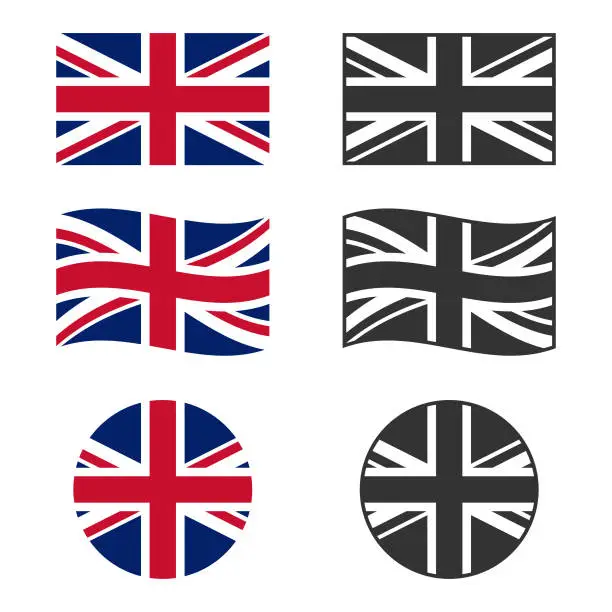 Vector illustration of Flag Set of United Kingdom Vector Design.