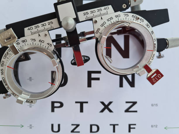 istock Corrective lens glasses and ophthalmologist and ophthalmology concept 1454654263