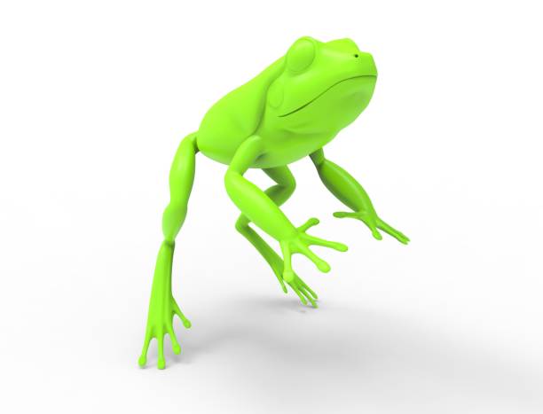 istock 3D rendering of a green jumping frog isolated on a white background 1454655616