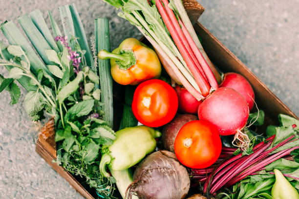 istock Pile of assorted vegetables in box 1454662832