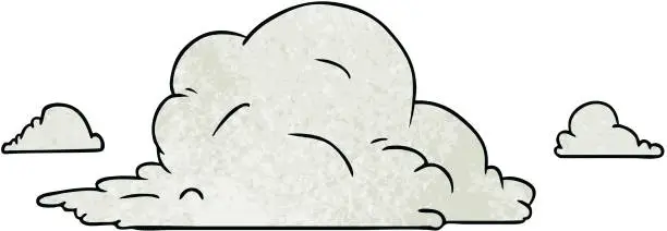 Vector illustration of hand drawn textured cartoon doodle of white large clouds