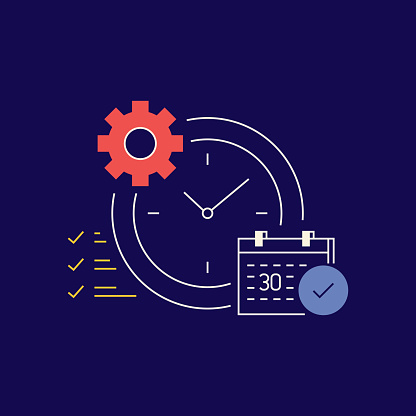 Time Management Related Vector Conceptual Illustration. Schedule, Deadline, Organization, Clock, Calendar.