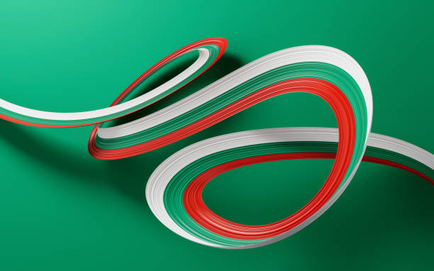 istock Bulgaria flag ribbon blowing Background. Sofia, Bulgaria. 3d Illustration. 1454669020