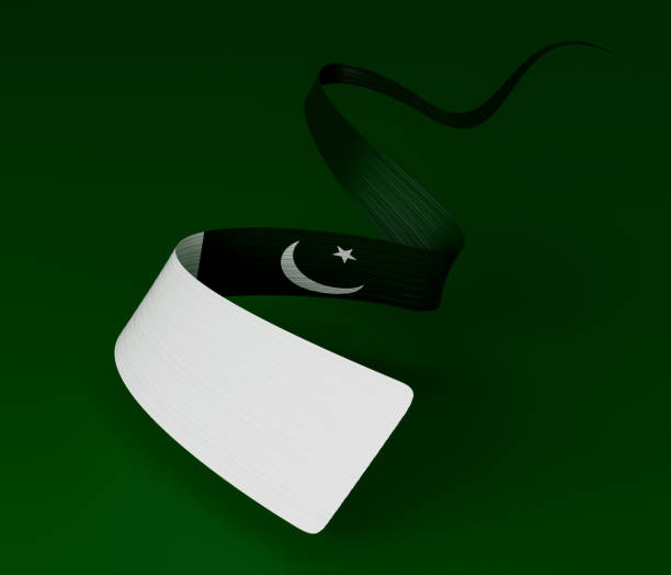istock Pakistani wavy flag abstract ribbon. 3d illustration. 1454669631
