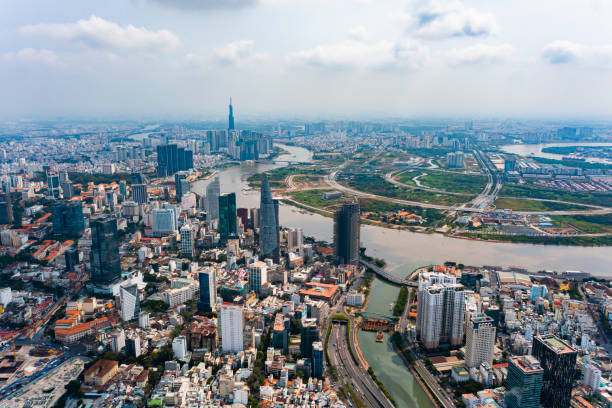 istock Ho Chi Minh Aerial view, Saigon River, Vietnam 1454670877
