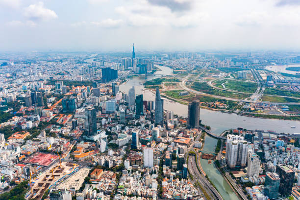 istock Ho Chi Minh Aerial view, Saigon River, Vietnam 1454670911