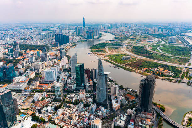 istock Ho Chi Minh Aerial view, Saigon River, Vietnam 1454670916