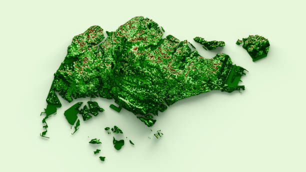 istock Singapore Topographic Map 3d realistic map Color 3d illustration 1454670955