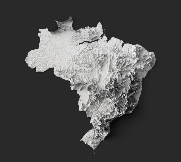 istock Brazil Topographic Map 3d realistic Brazil map Color texture 3d illustration 1454671031
