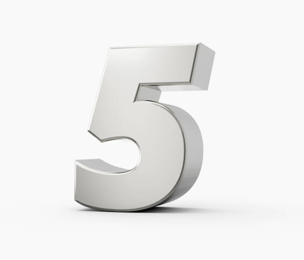 istock Silver 3d 5 Five numbers. Isolated white background 3d illustration 1454671186