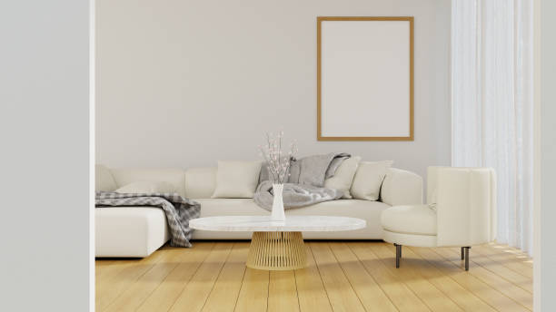 istock 3D rendering White Fabric Sofa L Shape in Minimal Style Living r 1454675650