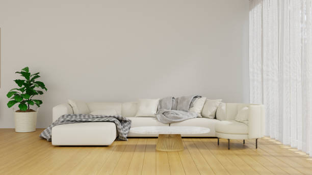 istock 3D rendering White Fabric Sofa L Shape in Minimal Style Living r 1454675652