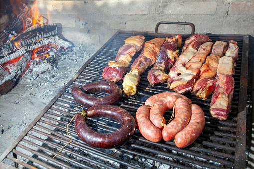 Parrilla Argentina, traditional barbecue made with ember straight from the wood