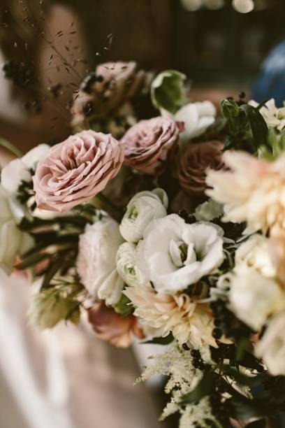 istock Boquet with white and dusty pink roses 1454676809