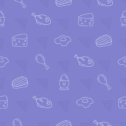 Animal products, blue vector seamless pattern