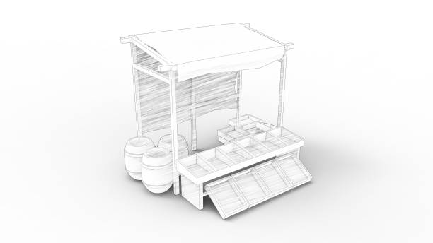 istock 3d rendering of a market stall isolated in white background 1454678149