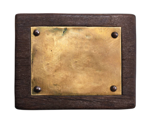 Old wooden tablet on a white background.
