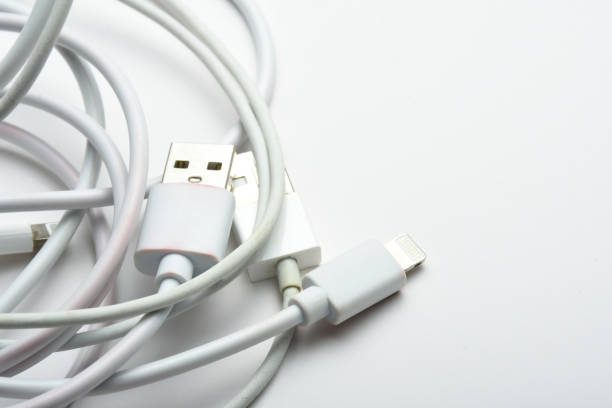 istock White electric cables on the white background 1454681954