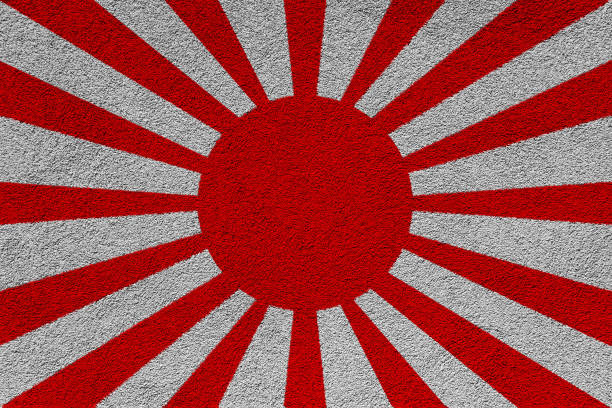 флаг императорской армии японии на текстуре. концептуальный коллаж. - kamikaze стоковые фото и изображения