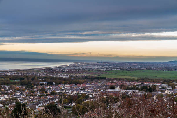 Evening View over Abergele and North Wales Coast. - fotografia de stock