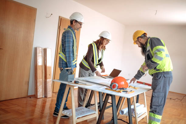 istock Team working on interior design on a meeting at site 1454688271